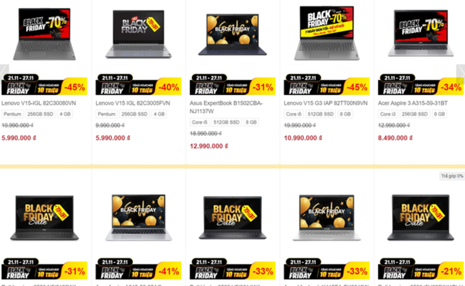 Black Friday: Tivi, laptop, smartphone... giảm giá sâu tới 70% và kèm ưu đãi lò vi sóng, tủ lạnh miễn phí.