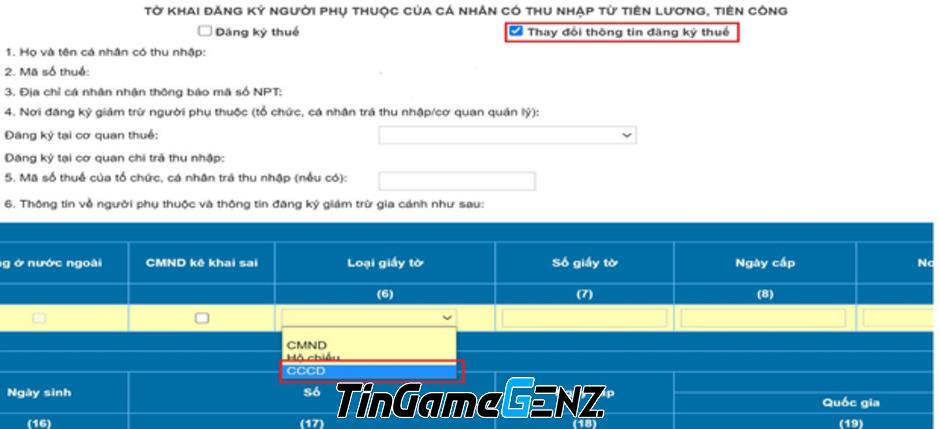Cách cập nhật thông tin Căn cước công dân trong đăng ký thuế