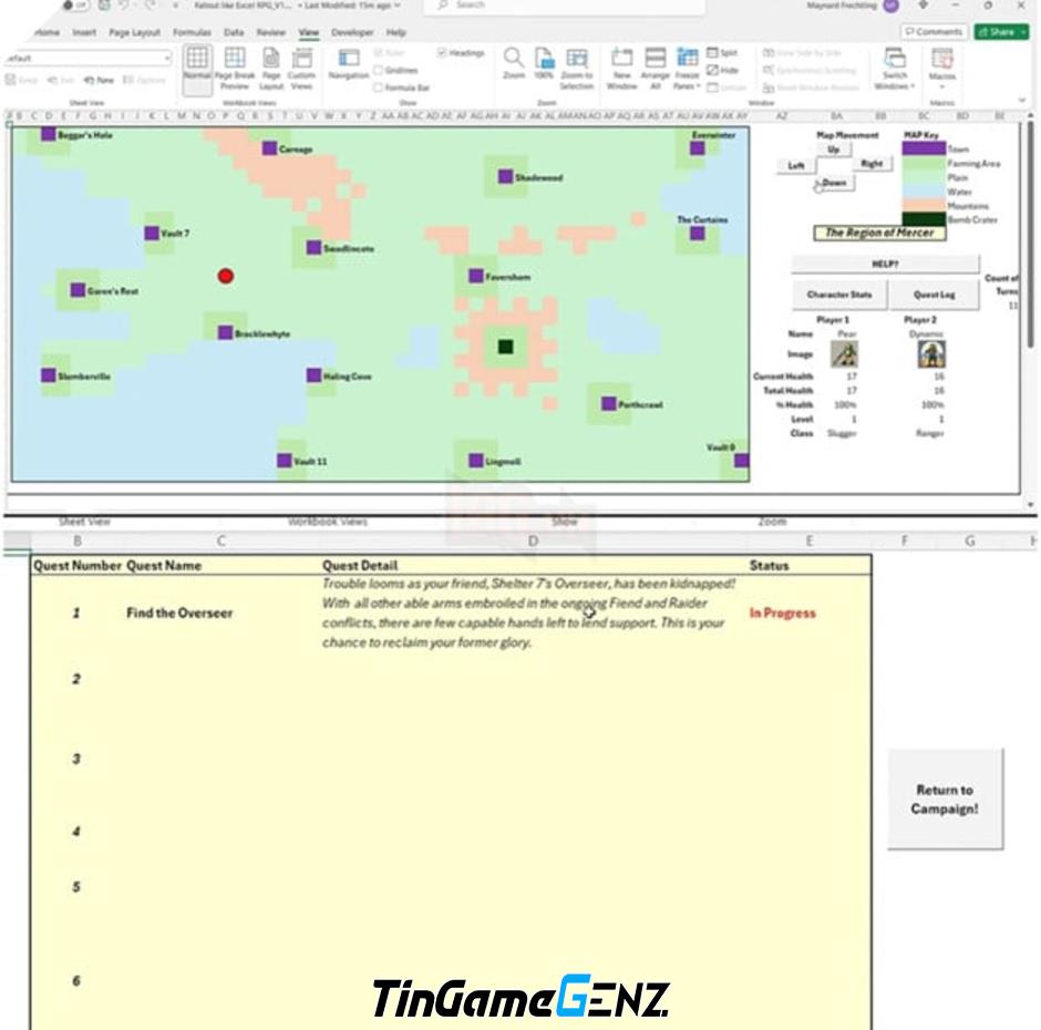 Game Mercer - Chơi trên Excel, Cảm Hứng Từ Fallout