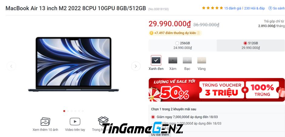 Giá MacBook tháng 3 giảm mạnh, lên tới 15 triệu đồng