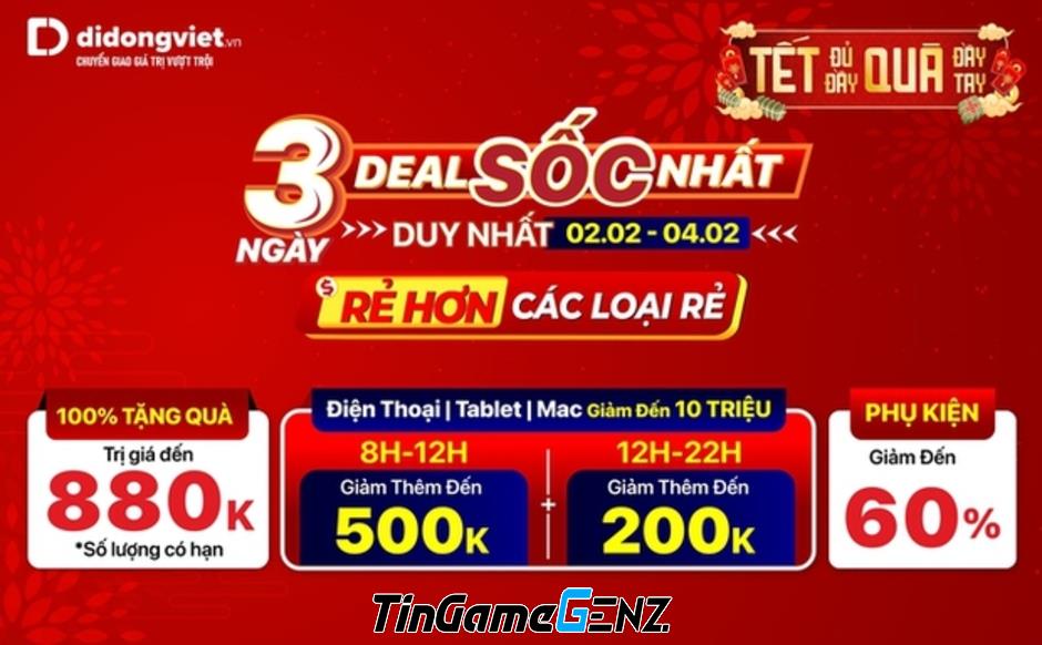 Giảm giá 60%: Điện thoại và phụ kiện chỉ từ 59 nghìn đồng trong dịp Tết Nguyên đán.