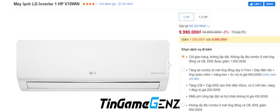 Giảm giá Điều hòa LG Inverter lên đến 12 triệu đồng trong tháng 6.