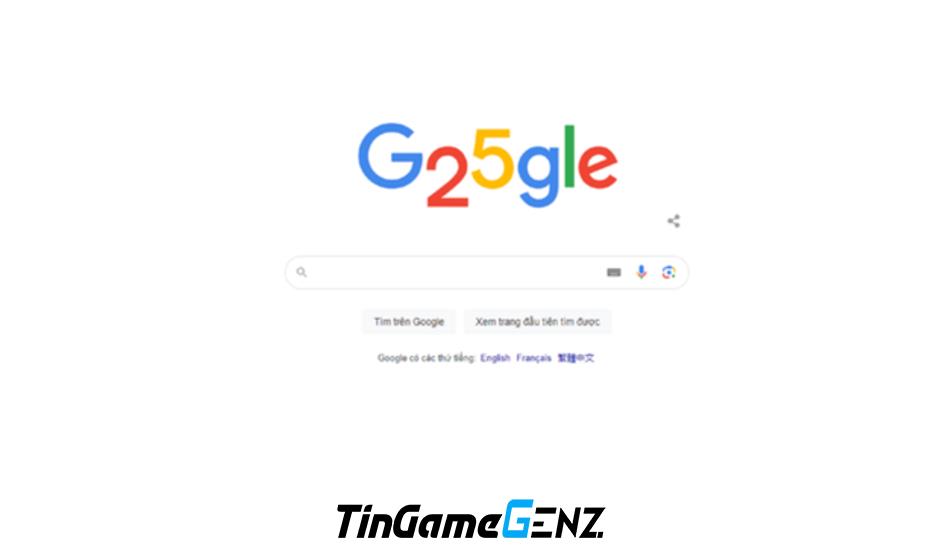 Google kỷ niệm sinh nhật lần thứ 25 bằng việc thay đổi logo bằng Doodle tái hiện ngày đầu tiên.