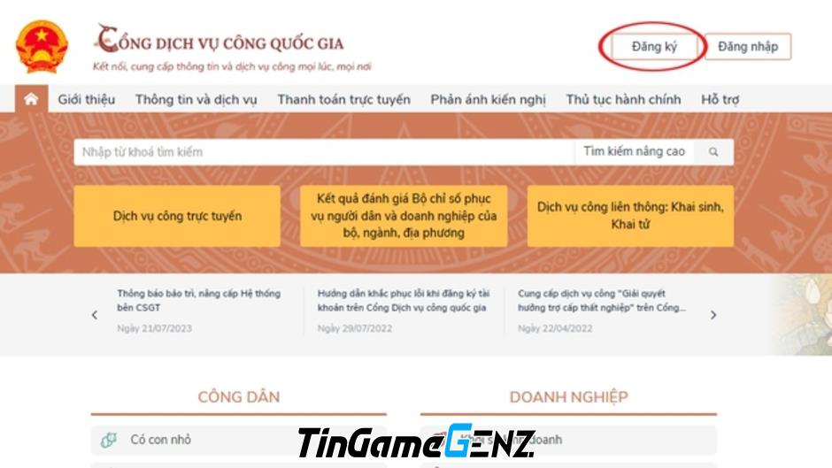 Hướng dẫn đăng ký tài khoản dịch vụ công quốc gia qua số điện thoại di động