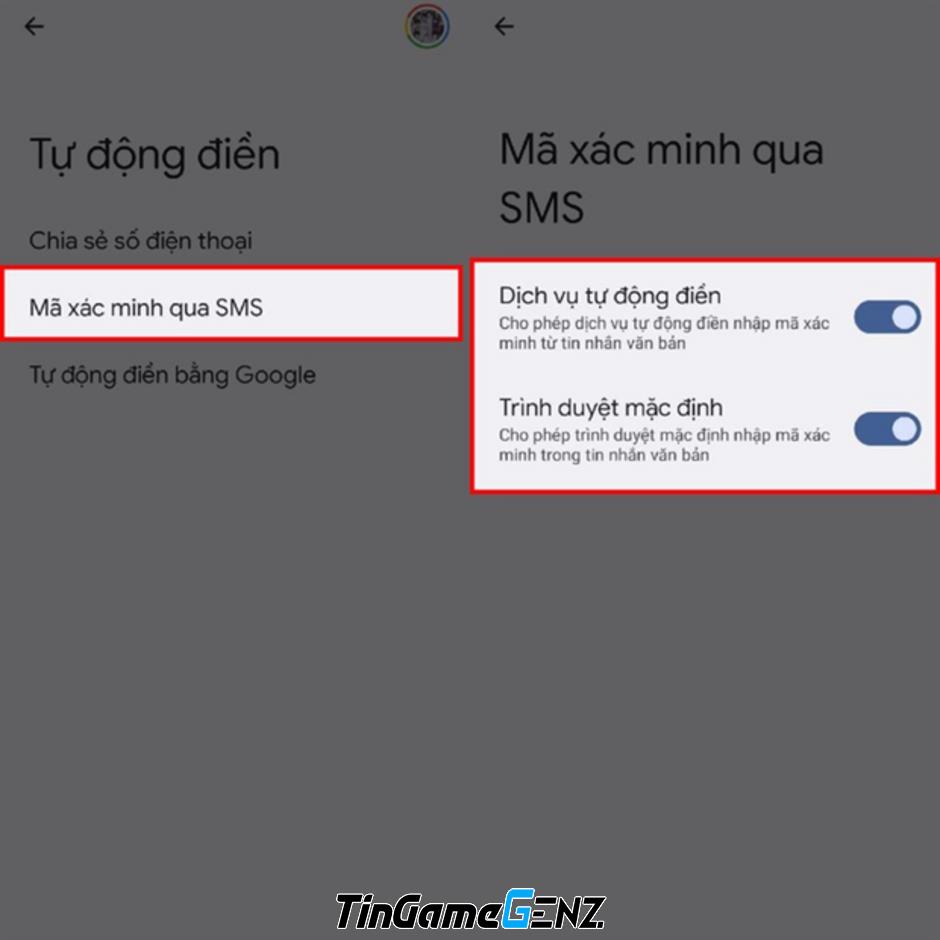 Hướng dẫn tự động điền mã xác minh trên điện thoại Android