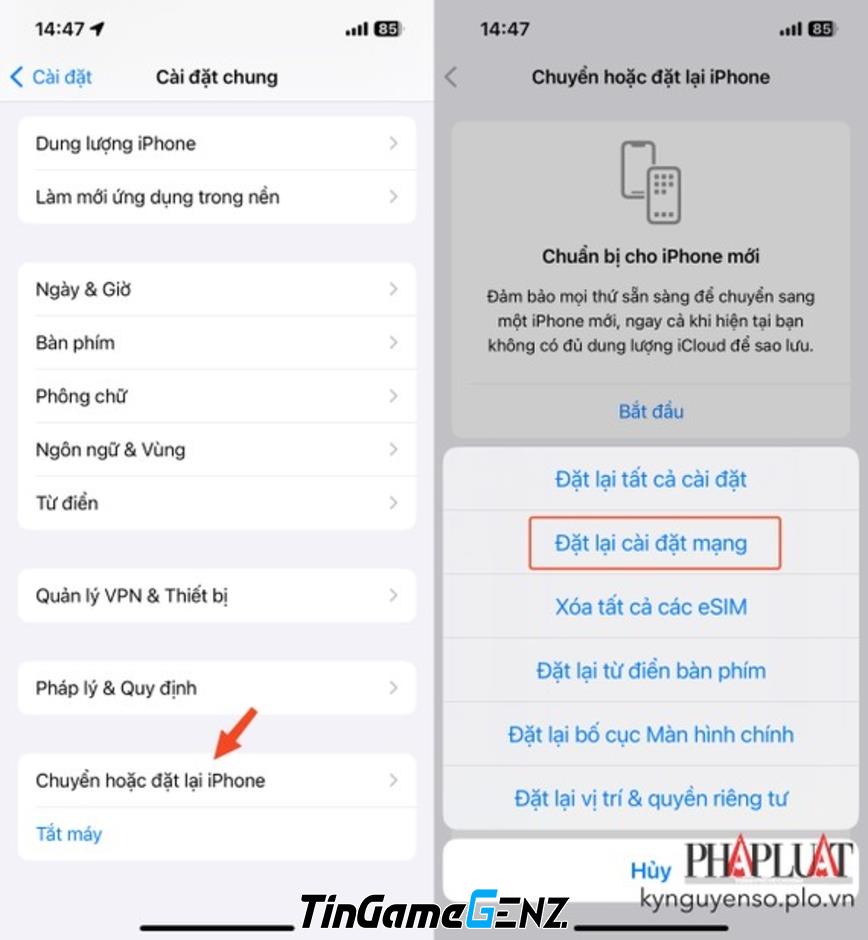 Khắc phục iPhone mất sóng sau khi cập nhật iOS