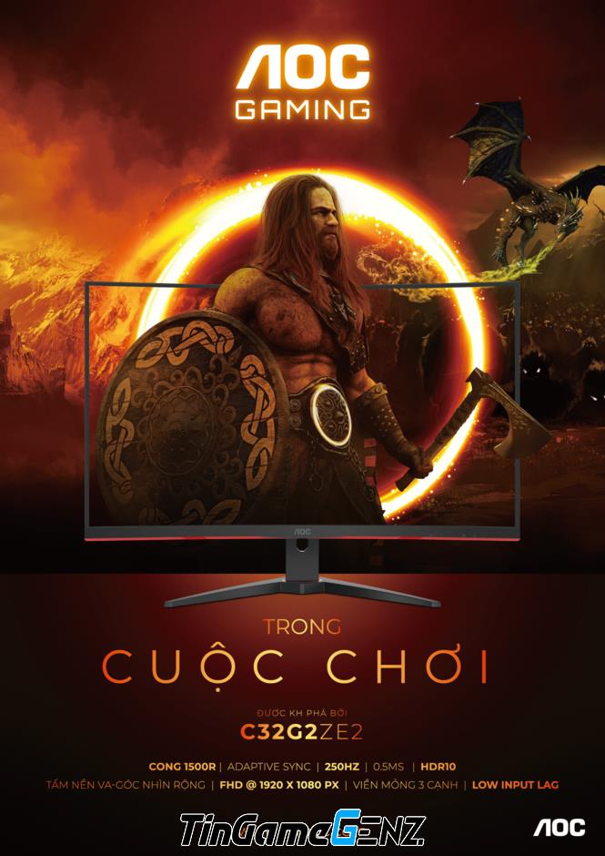 Khám Phá AOC C32G2ZE2: Màn Hình Cong 31.5 Inch 250Hz - Nâng Tầm Trải Nghiệm Chơi Game Đỉnh Cao!