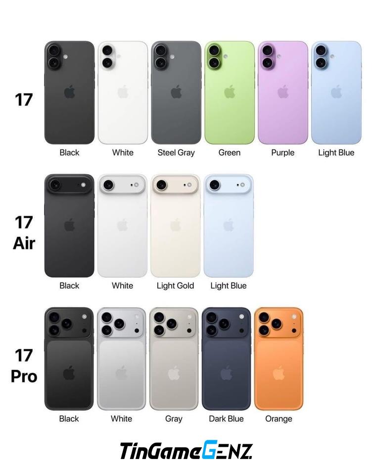 Khám Phá Bảng Màu Đầy Đủ Của iPhone 17: Tất Cả Những Tùy Chọn Đáng Chú Ý! Khám Phá Bảng Màu Đầy Đủ Của iPhone 17: Tất Cả Những Tùy Chọn Đáng Chú Ý!