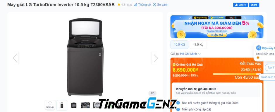 "Khám Phá Ưu Đãi Đặc Biệt: Giá Máy Giặt LG Inverter Tháng 10 Giảm Đến 32 Triệu Đồng!"