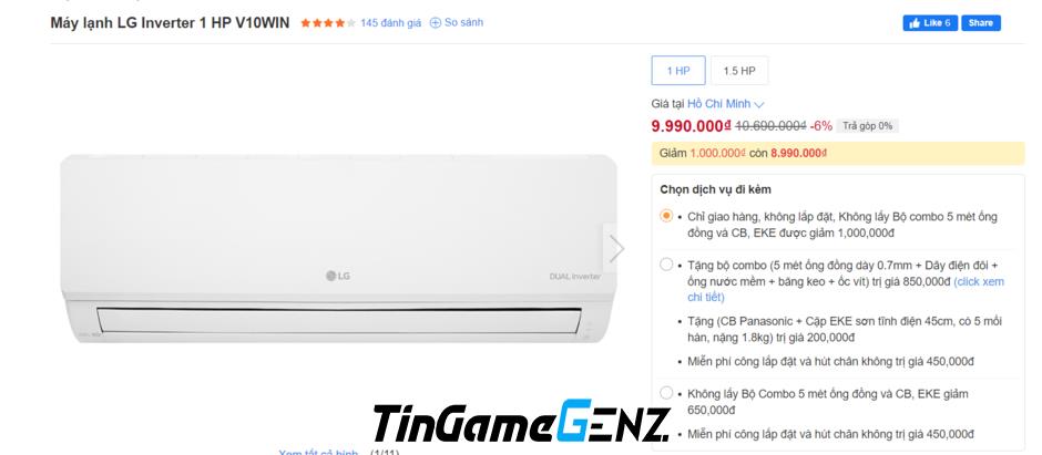 Khuyến mãi lớn: Điều hòa LG Inverter giảm giá tới 9,5 triệu đồng vào tháng 7