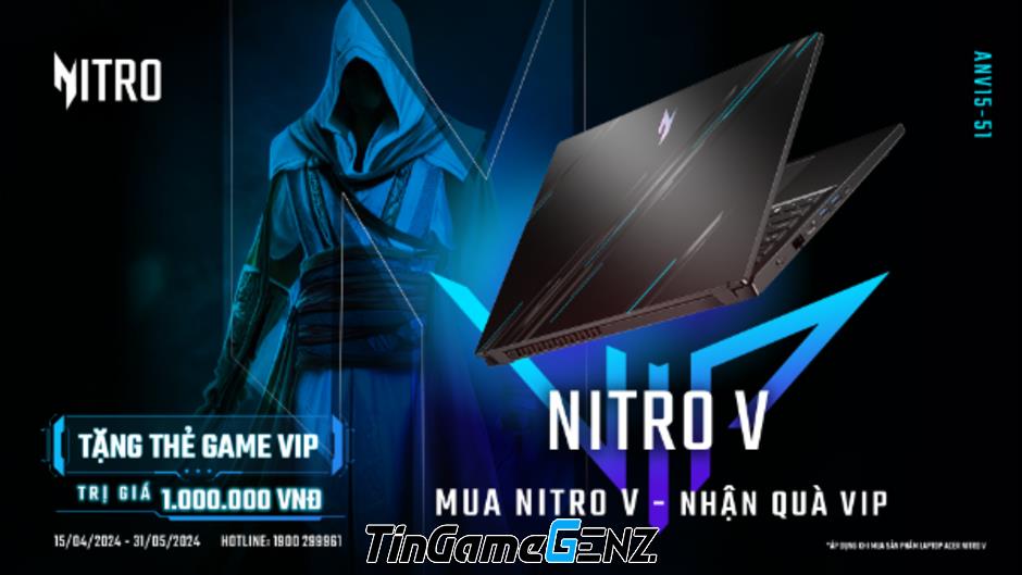 Laptop gaming Acer Nitro V: Mạnh mẽ chơi mượt game bom tấn 2024