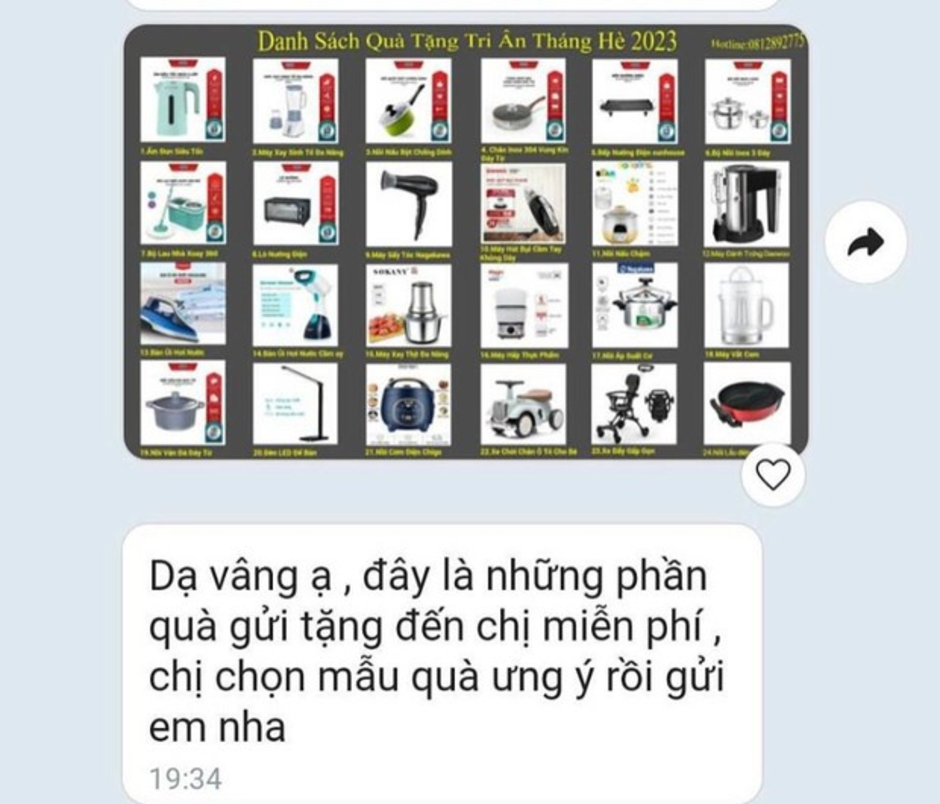 Losing over 500 million dong due to accepting free customer appreciation gifts. Đã thiệt hại số tiền hơn 500 triệu đồng sau khi nhận quà tri ân miễn phí từ khách hàng.