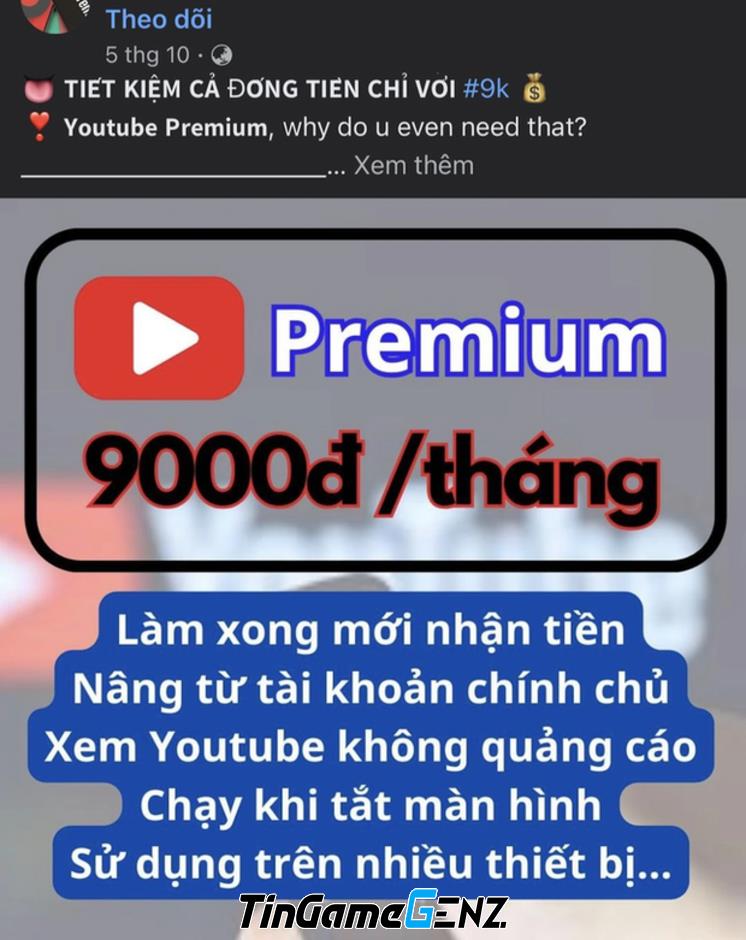 Lừa đảo mua YouTube Premium với giá 9K, nhiều người dùng Internet gặp rủi ro.