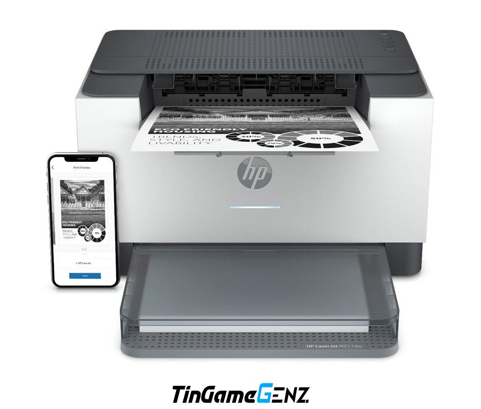 Máy in HP LaserJet M211dw: Siêu nhỏ gọn, in ấn nhanh chóng.