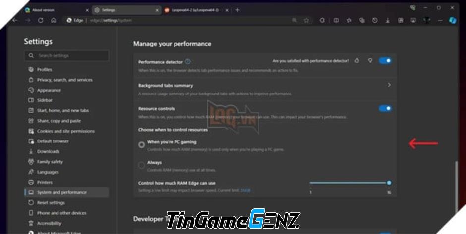 Microsoft cập nhật tính năng cho phép người dùng kiểm soát RAM trên trình duyệt Edge