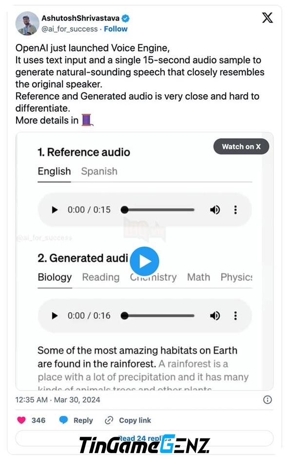 OpenAI ra mắt công nghệ sinh giọng nói AI