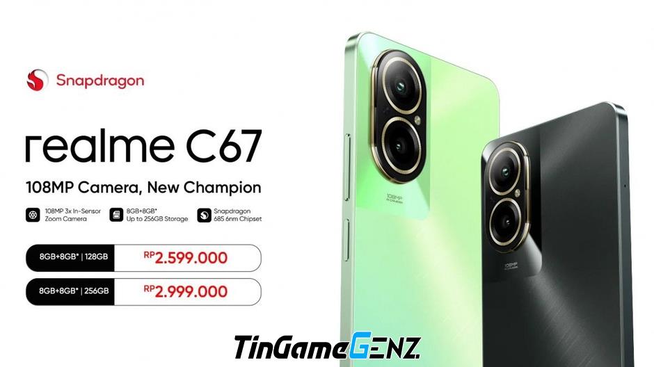 Ra mắt Realme C67 4G: Ngoại hình đẹp, camera 108MP