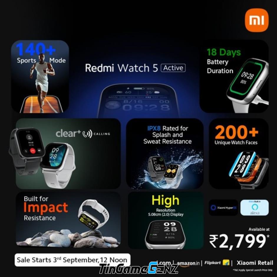 Redmi Watch 5 Active: Pin 18 Ngày, Giá Chỉ 820.000 Đồng - Khám Phá Đồng Hồ Thông Minh Mới Nhất!