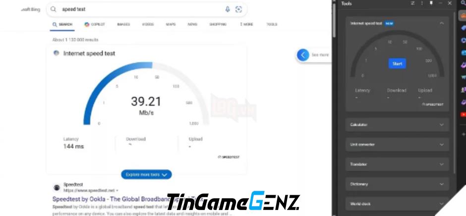 Sử dụng công cụ kiểm tra tốc độ Internet trên Microsoft Edge