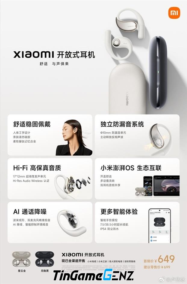 Tai nghe không dây Xiaomi dành cho việc đeo cả ngày mà không gây đau.