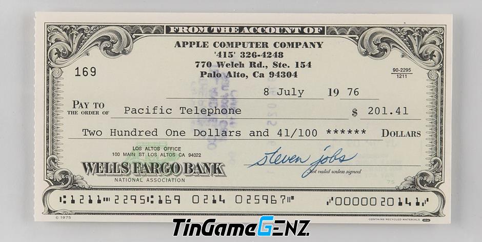 Tấm séc chữ ký Steve Jobs sắp đấu giá với giá trên 400 triệu đồng