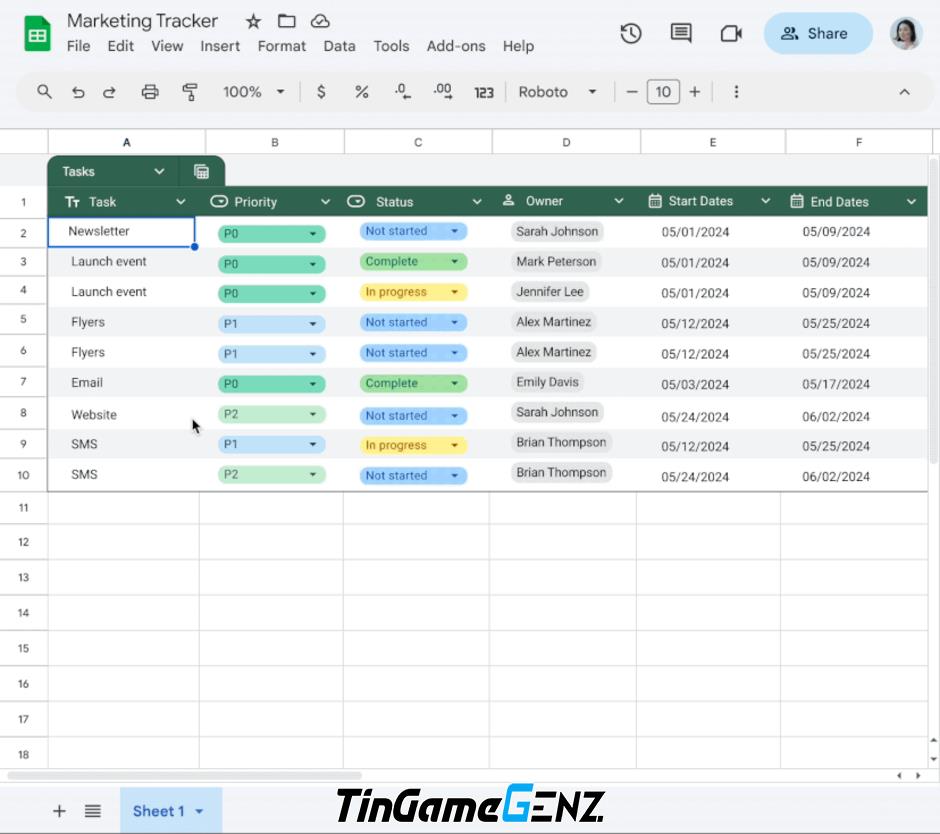 Tạo bảng đẹp và tiện lợi trên Google Sheets chỉ với một cú click chuột