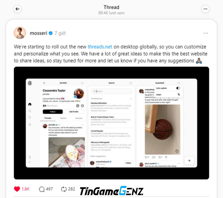 Threads có giao diện mới, trải nghiệm chơi đã!