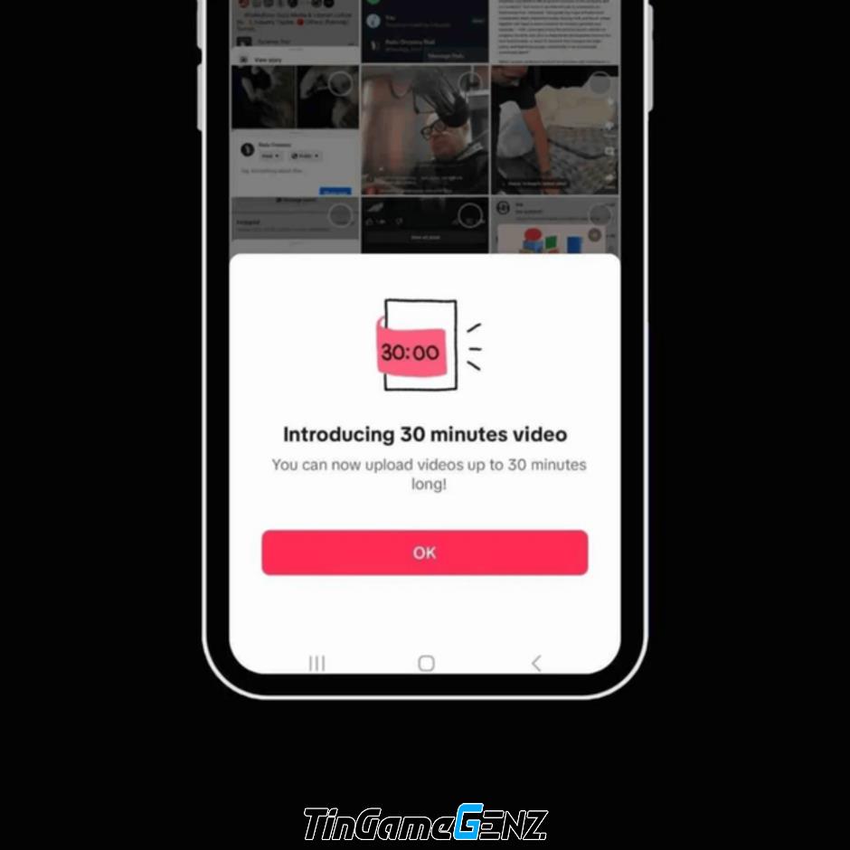 TikTok thử nghiệm video 30 phút.