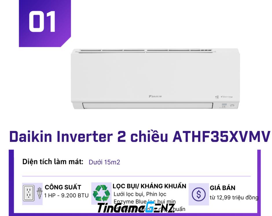 Top 5 điều hoà Inverter 2 chiều phổ biến nhất trong mùa đông năm nay.