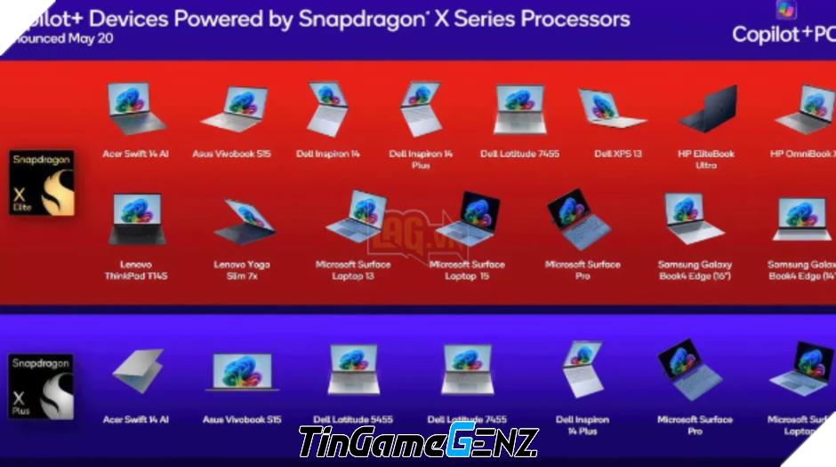 Trình làng hơn 20 mẫu Laptop Copilot+ AI trang bị Snapdragon X