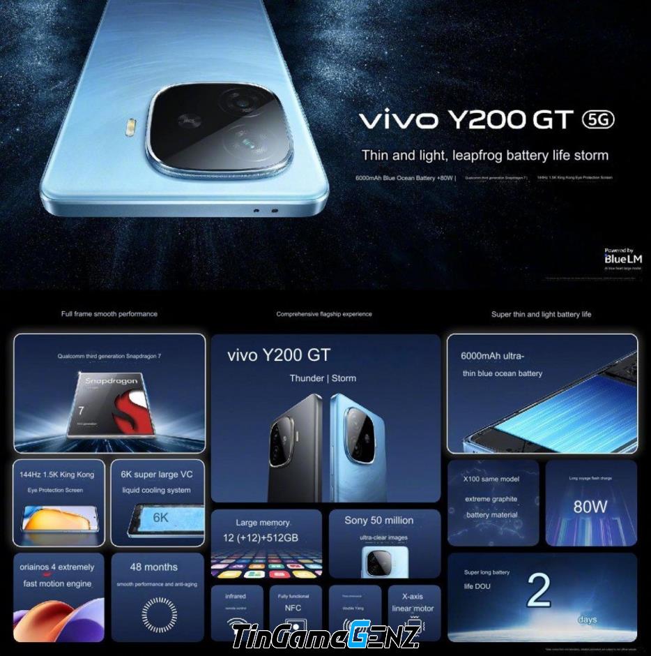 Vivo Y200t và Y200GT ra mắt, pin 6.000 mAh, giá từ 4,2 triệu đồng