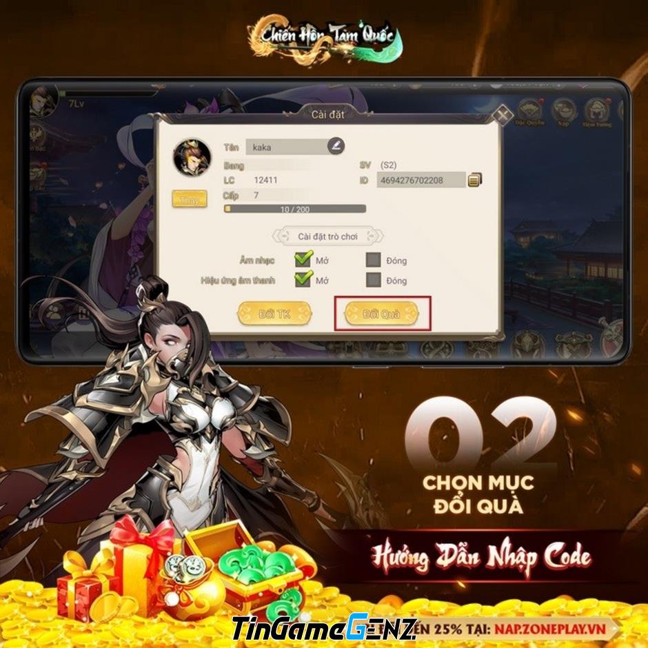 100 gift code Chiến Hồn Tam Quốc độc quyền tại Mọt Game