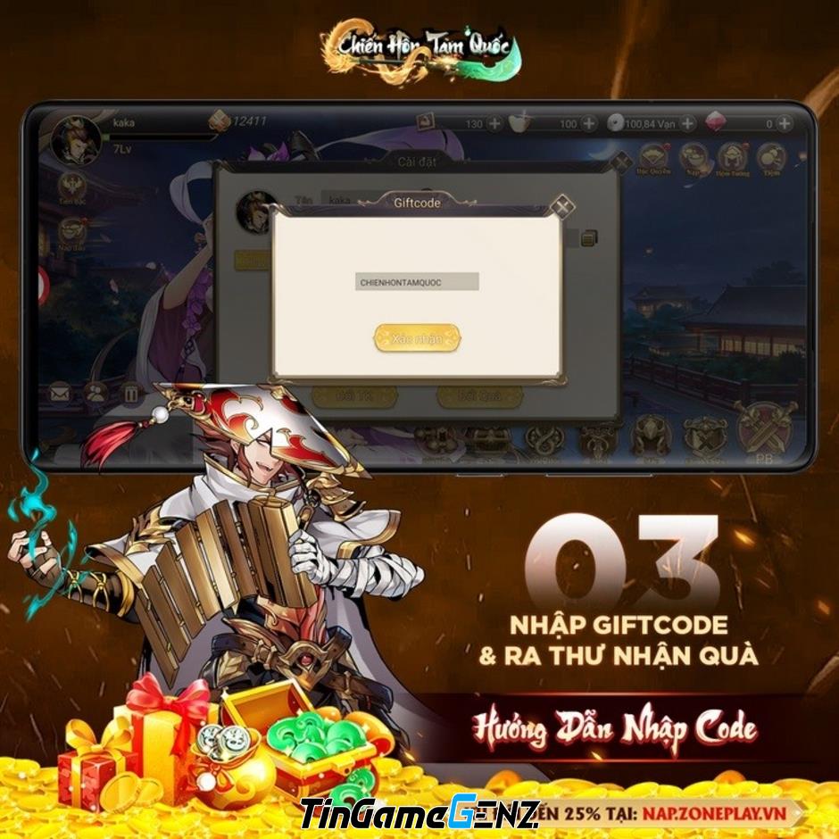 100 gift code Chiến Hồn Tam Quốc độc quyền tại Mọt Game