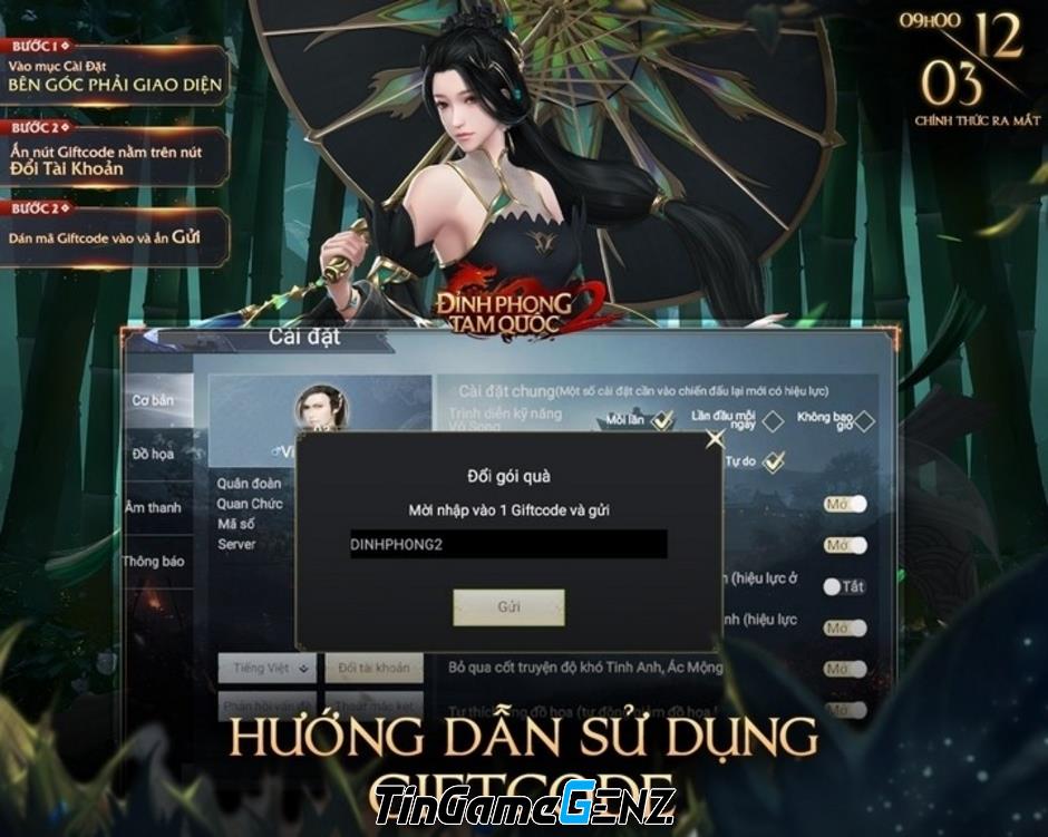 1000 gift code Đỉnh Phong 2 – Tân Tam Quốc độc quyền trên Mọt Game