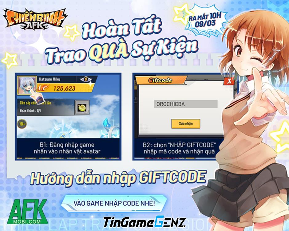 AFKMobi tặng gift code Chiến Binh AFK - Giá trị lớn