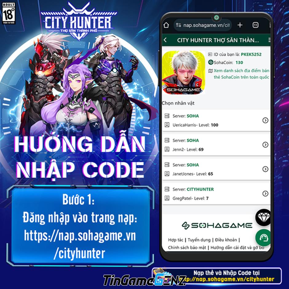 AFKMobi tặng nhiều gift code City Hunter Thợ Săn Thành Phố có giá trị