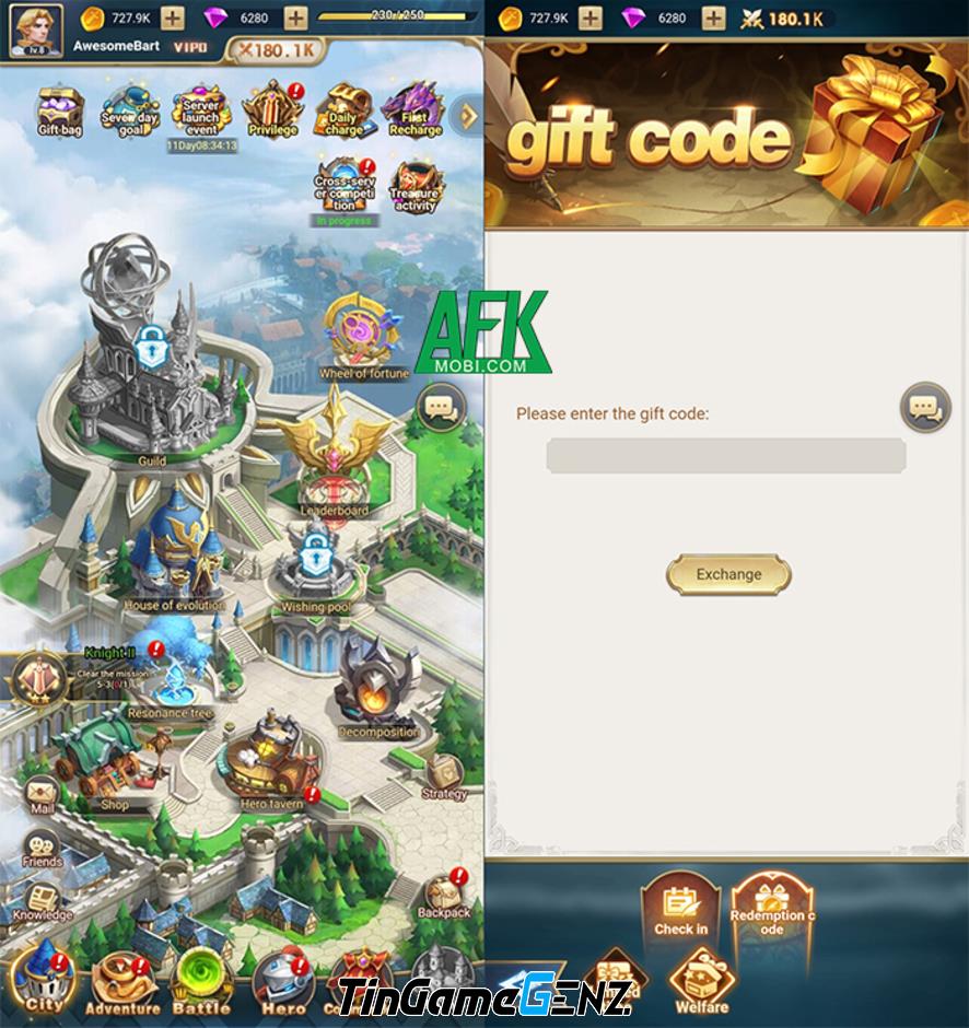 AFKMobi tặng nhiều gift code game Heroes of Awakened Magic có giá trị.