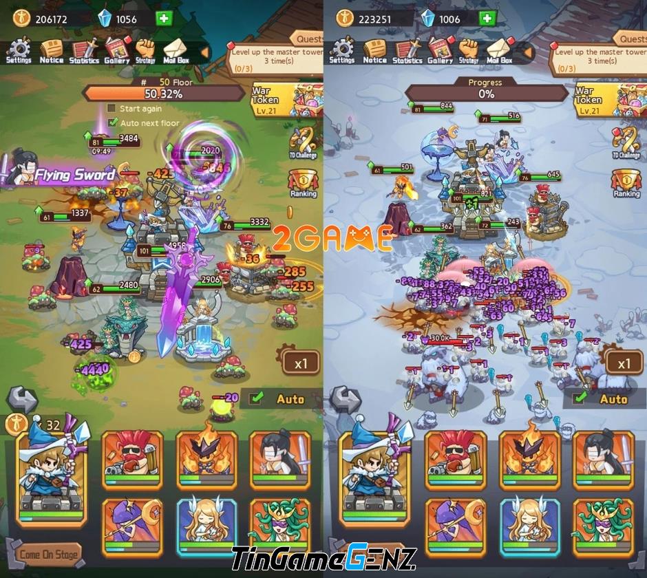 Bảo vệ tòa tháp trong Magic Tower Rush: Idle defense game