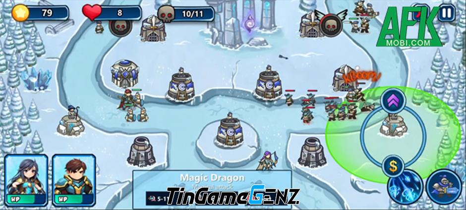 Bảo vệ vương quốc trong game EverFrost: Tower Defense