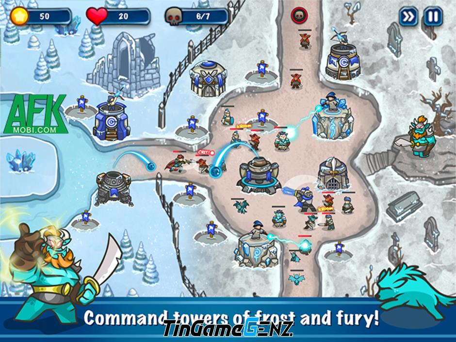 Bảo vệ vương quốc trong game EverFrost: Tower Defense