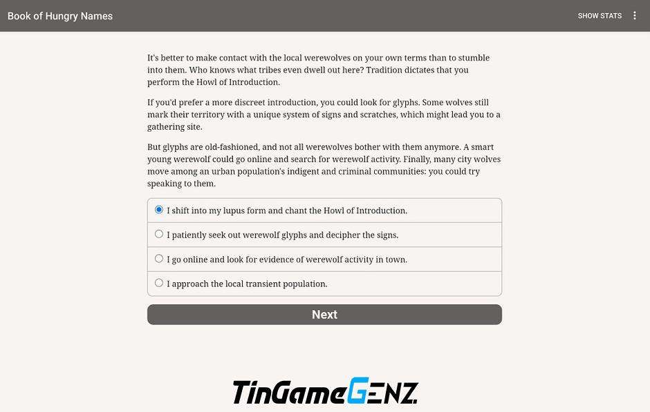 Biến hình và chinh phục thế giới trong game nhập vai Werewolf: Book of Hungry Names