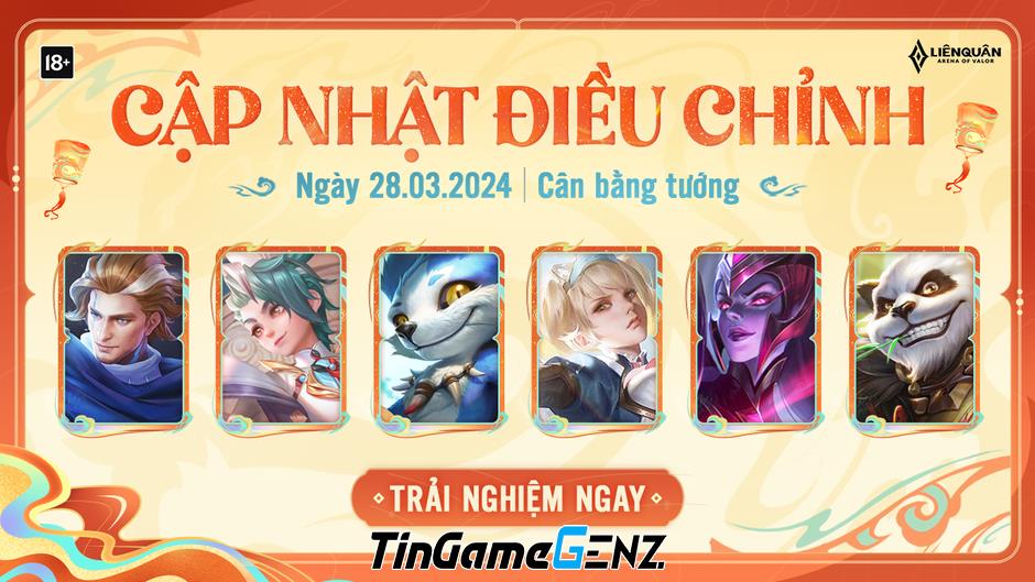 Cập nhật cân bằng tướng Liên Quân Mobile 28/3