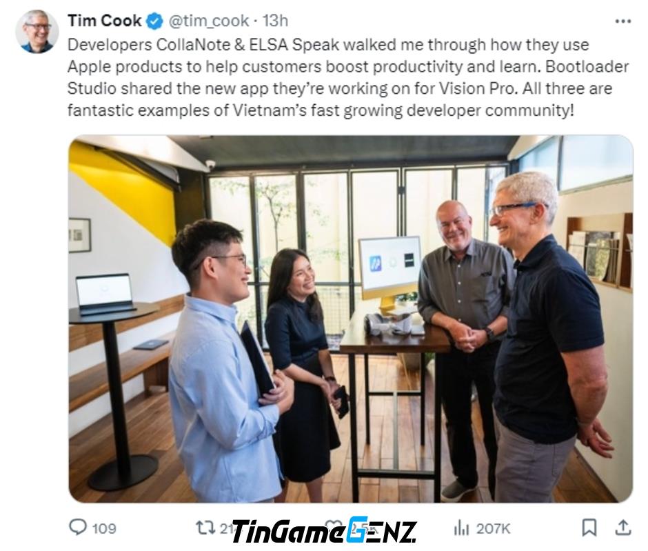 CEO Tim Cook có lịch trình dày đặc tại Việt Nam