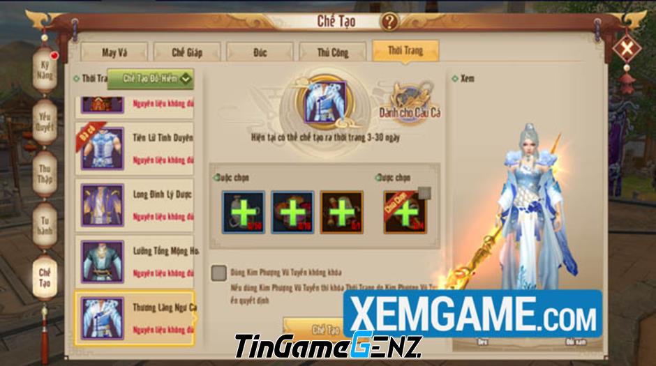 Chế Y Phục Cẩm cập nhật giải trí cho game thủ Tân Thiên Long Mobile