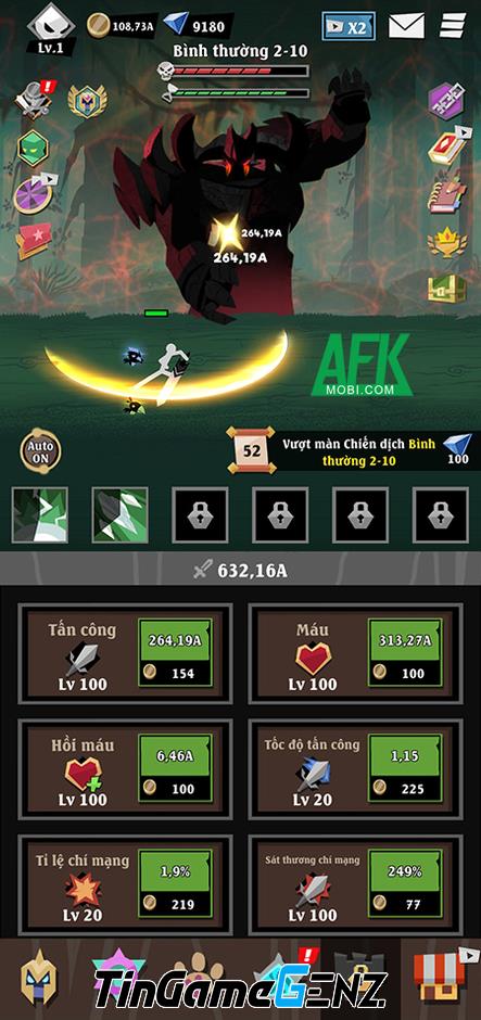 Chiến đấu chống lại bóng tối trong Epic Stickman: RPG Idle Game