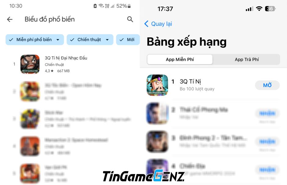 Chơi game 3Q Tí Nị, đứng top App Store và CH Play ngay hôm nay