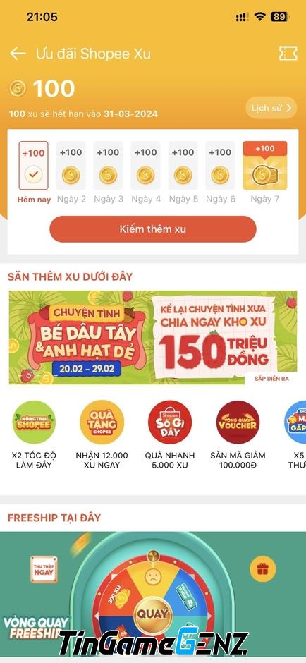 Chơi game Shopee trên máy tính, iPhone để nhận 100.000 xu mỗi ngày