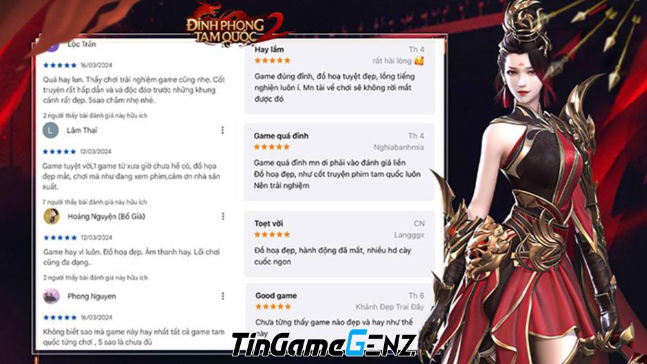 Đỉnh Phong 2 tổ chức đua Top nhận hiện vật khủng trong game Tân Tam Quốc