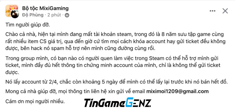 Độ Mixi chính thức khôi phục tài khoản Steam và chia sẻ tin vui về bản