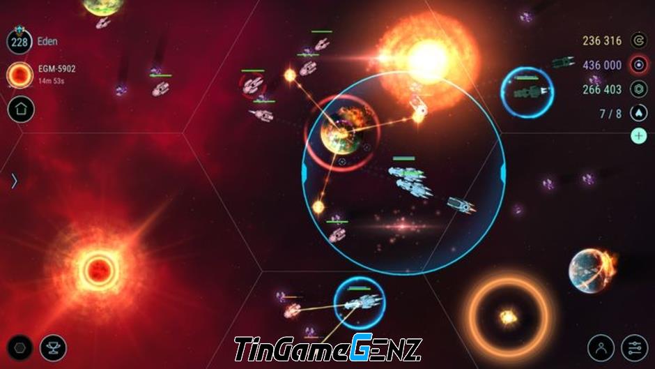 Game chiến thuật Hades' Star: DARK NEBULA trong không gian.